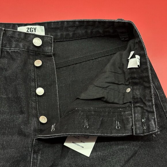 ZGY Denim Size 30 Straight Up Hi Rise Black Ashes To Ashes Trash Relaxed Fit NWT - Picture 7 of 16